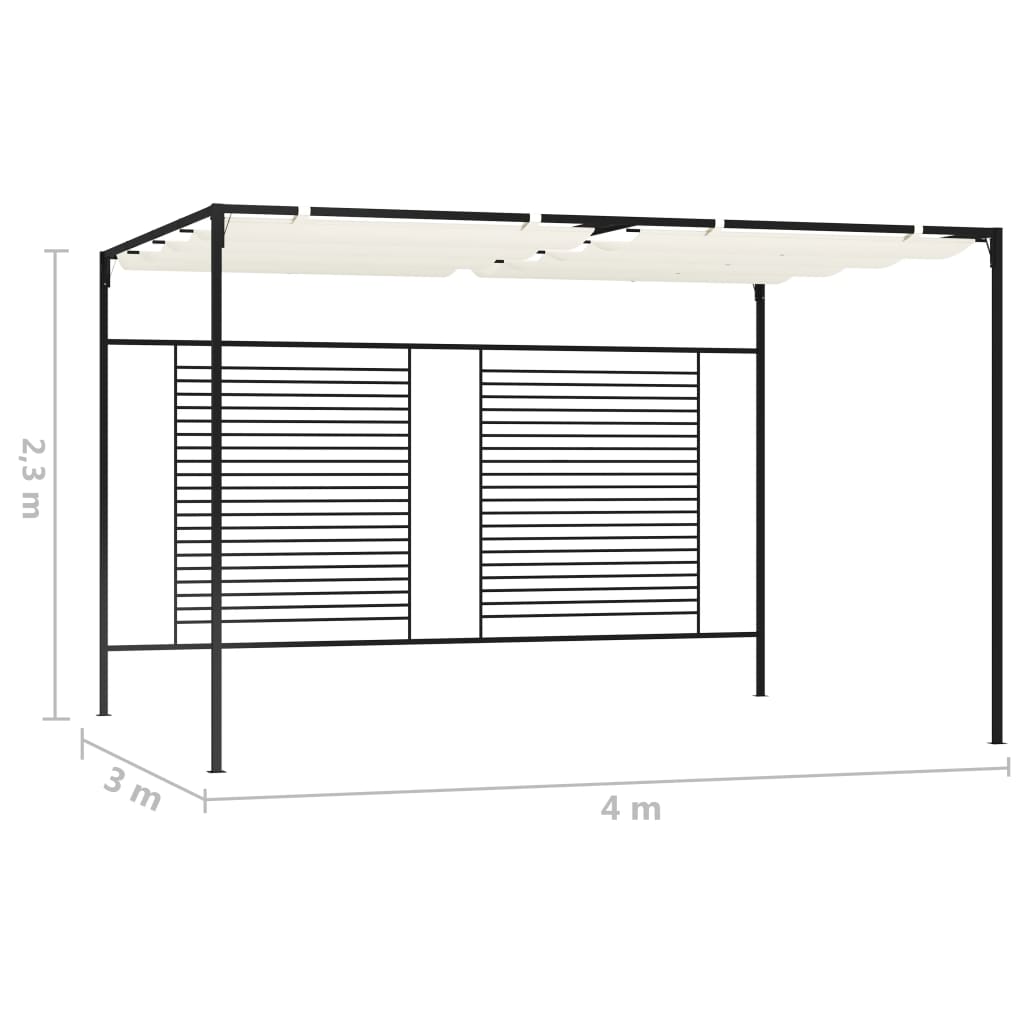Altán se zatahovací střechou 3 x 4 x 2,3 m krémový 180 g/m²