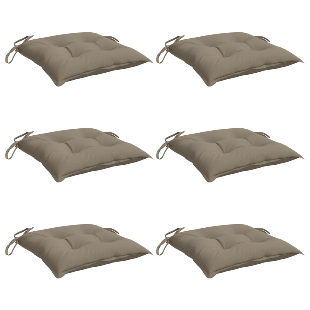 Podušky na židli 6 ks taupe 40 x 40 x 7 cm látka oxford