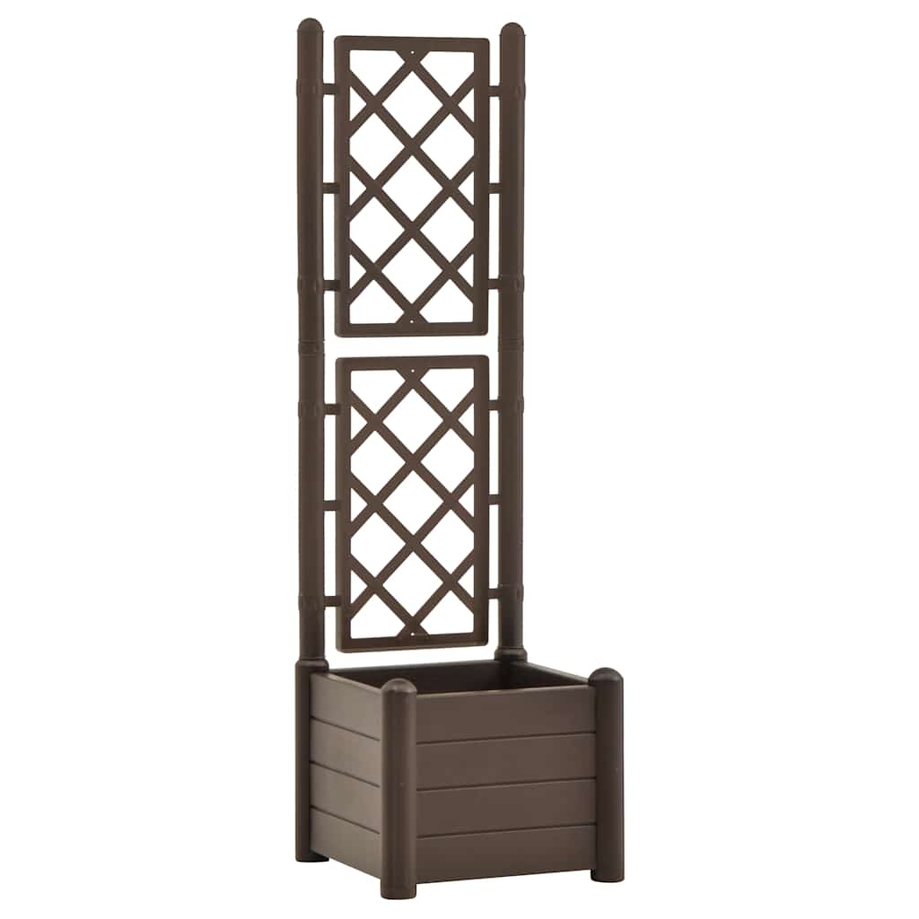 Zahradní truhlík s treláží 43 x 43 x 142 cm PP moka