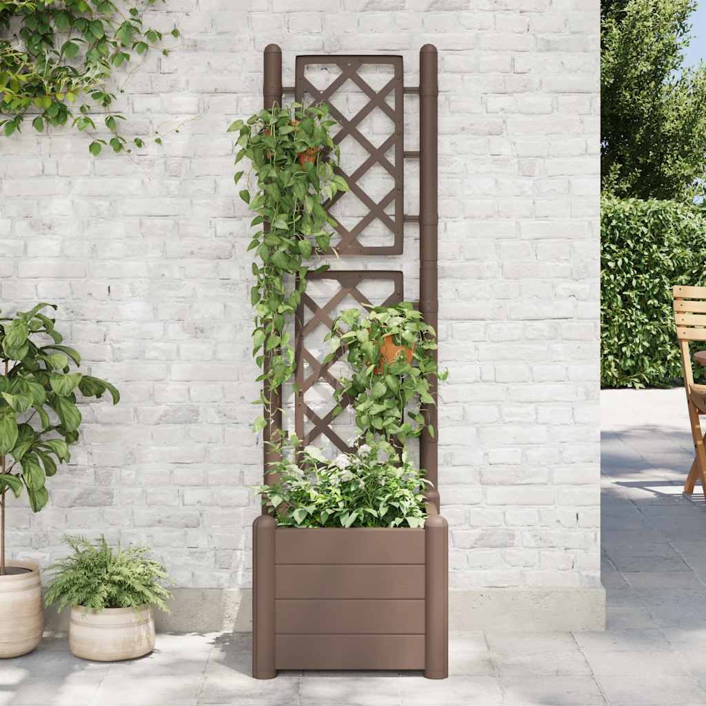 Zahradní truhlík s treláží 43 x 43 x 142 cm PP moka