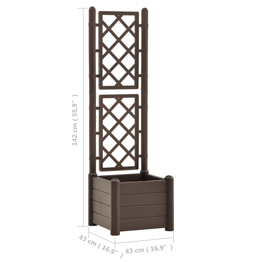 Zahradní truhlík s treláží 43 x 43 x 142 cm PP moka