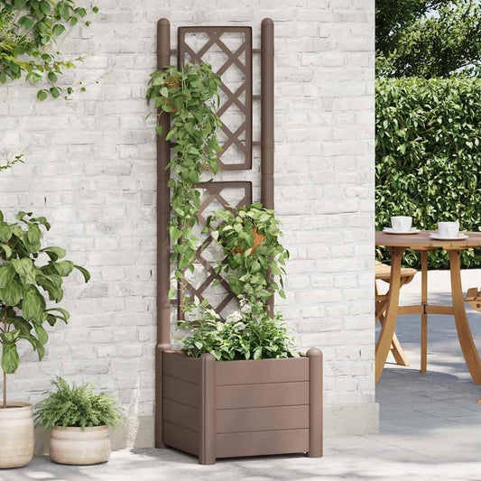 Zahradní truhlík s treláží 43 x 43 x 142 cm PP moka