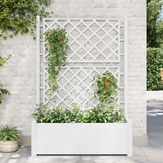 Zahradní truhlík s treláží 100 x 43 x 142 cm PP bílý