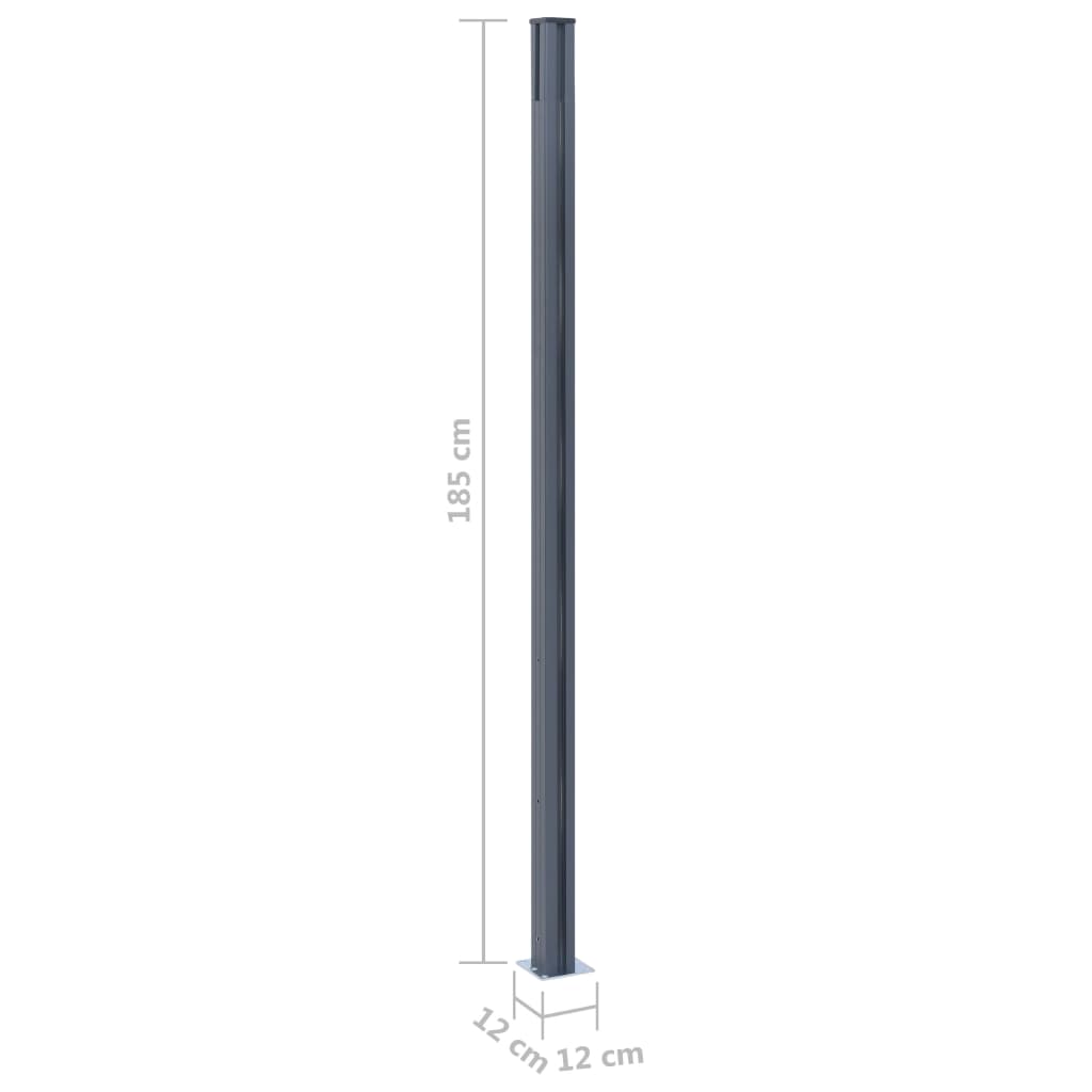 Plotové sloupky 3 ks tmavě šedé 185 cm hliník