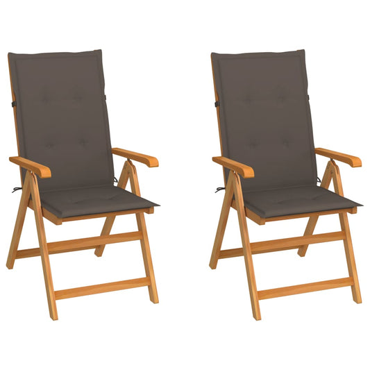 Zahradní židle 2 ks s taupe poduškami masivní teak