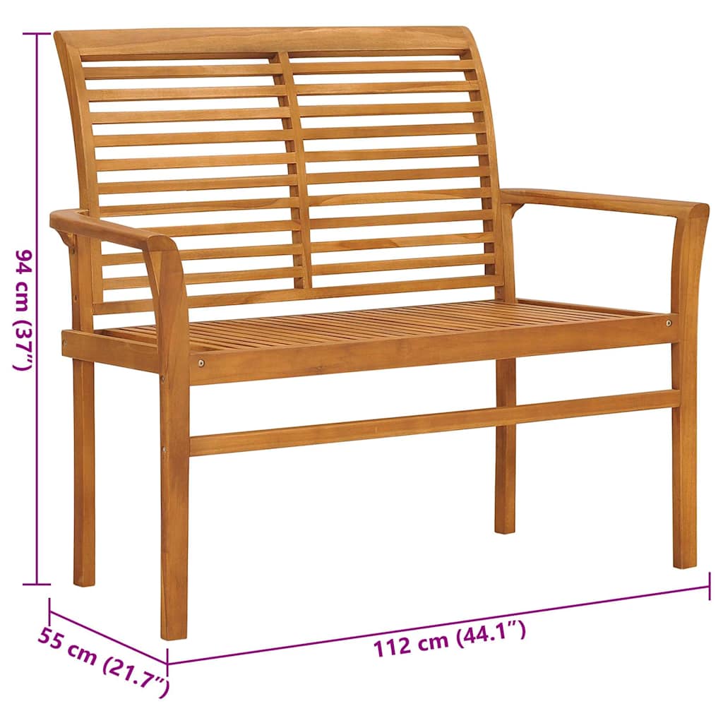 Zahradní lavice s antracitovou poduškou 112 cm masivní teak