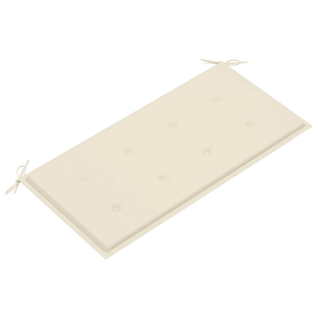Zahradní lavice s krémovou poduškou 112 cm masivní teak