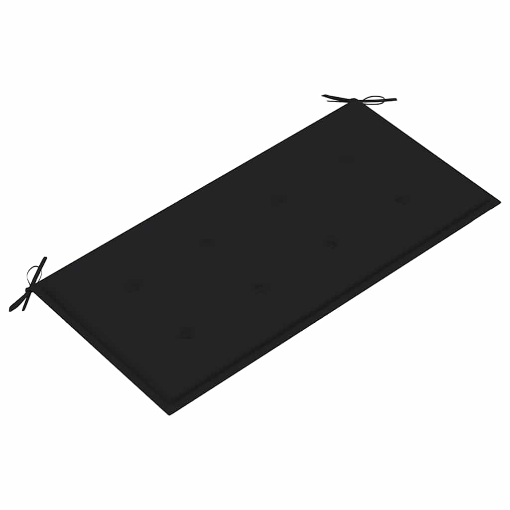 Zahradní lavice s černou poduškou 112 cm masivní teak
