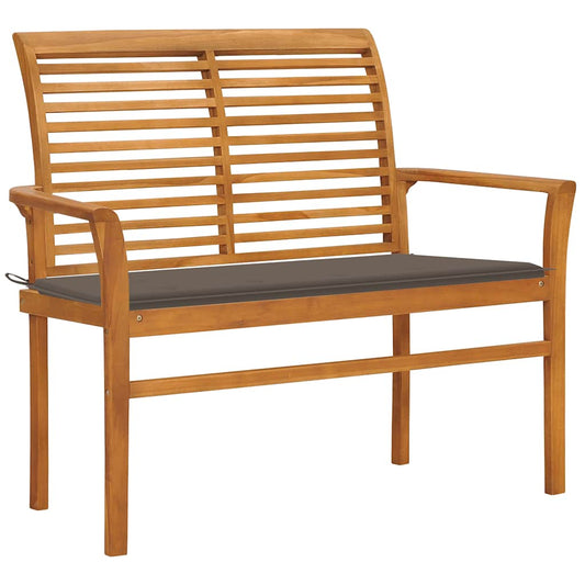 Zahradní lavice s taupe poduškou 112 cm masivní teak