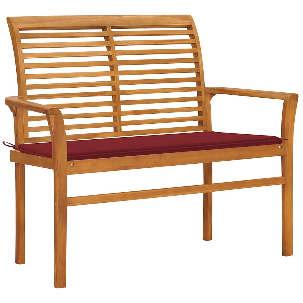 Zahradní lavice s vínovou poduškou 112 cm masivní teak