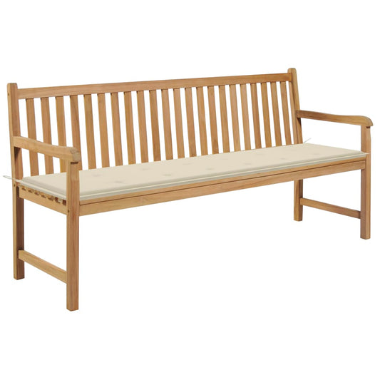 Zahradní lavice s krémovou poduškou 175 cm masivní teak