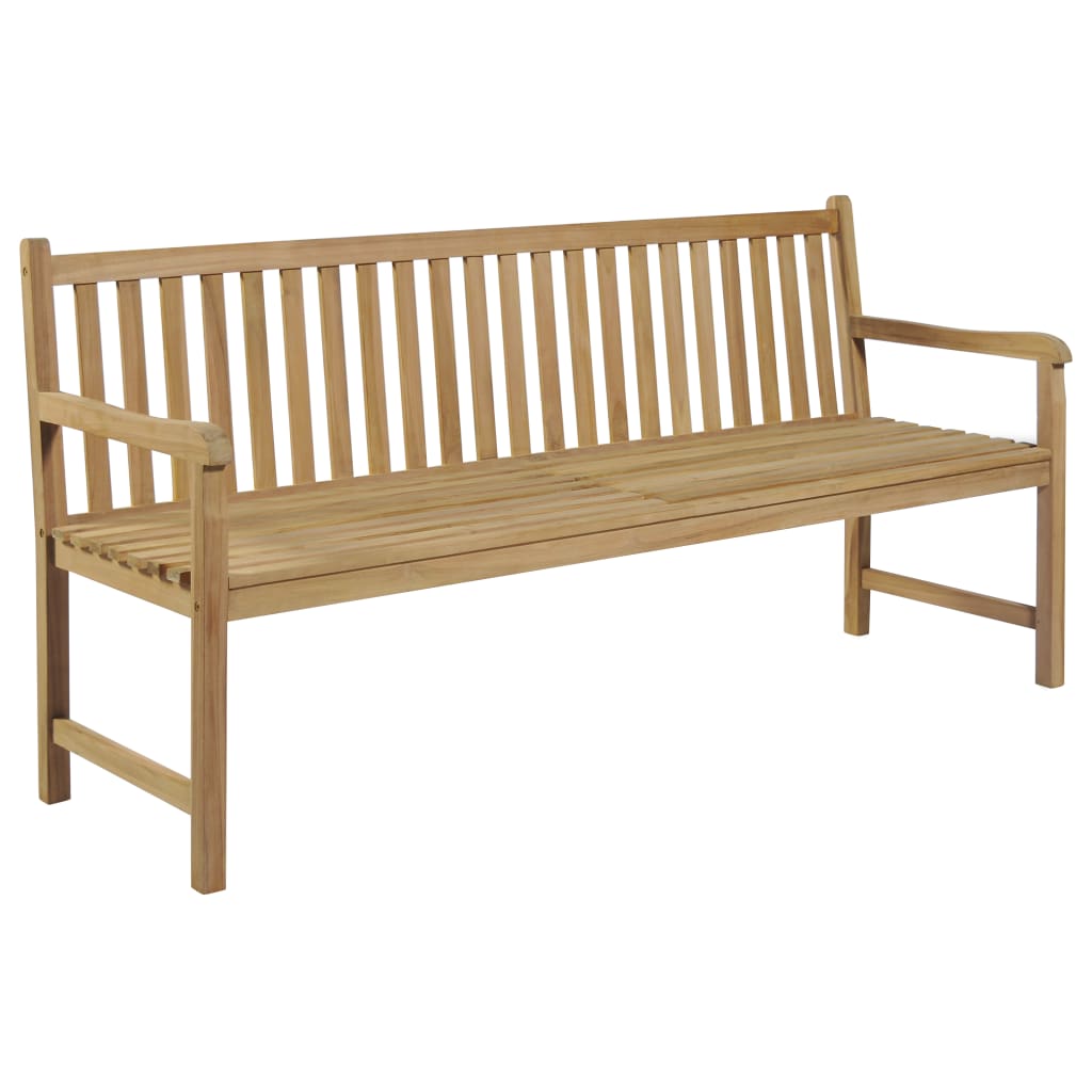 Zahradní lavice s béžovou poduškou 175 cm masivní teak
