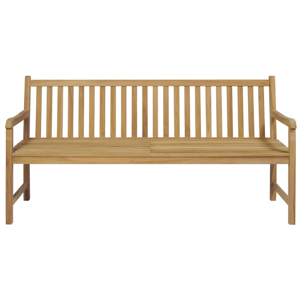 Zahradní lavice s béžovou poduškou 175 cm masivní teak