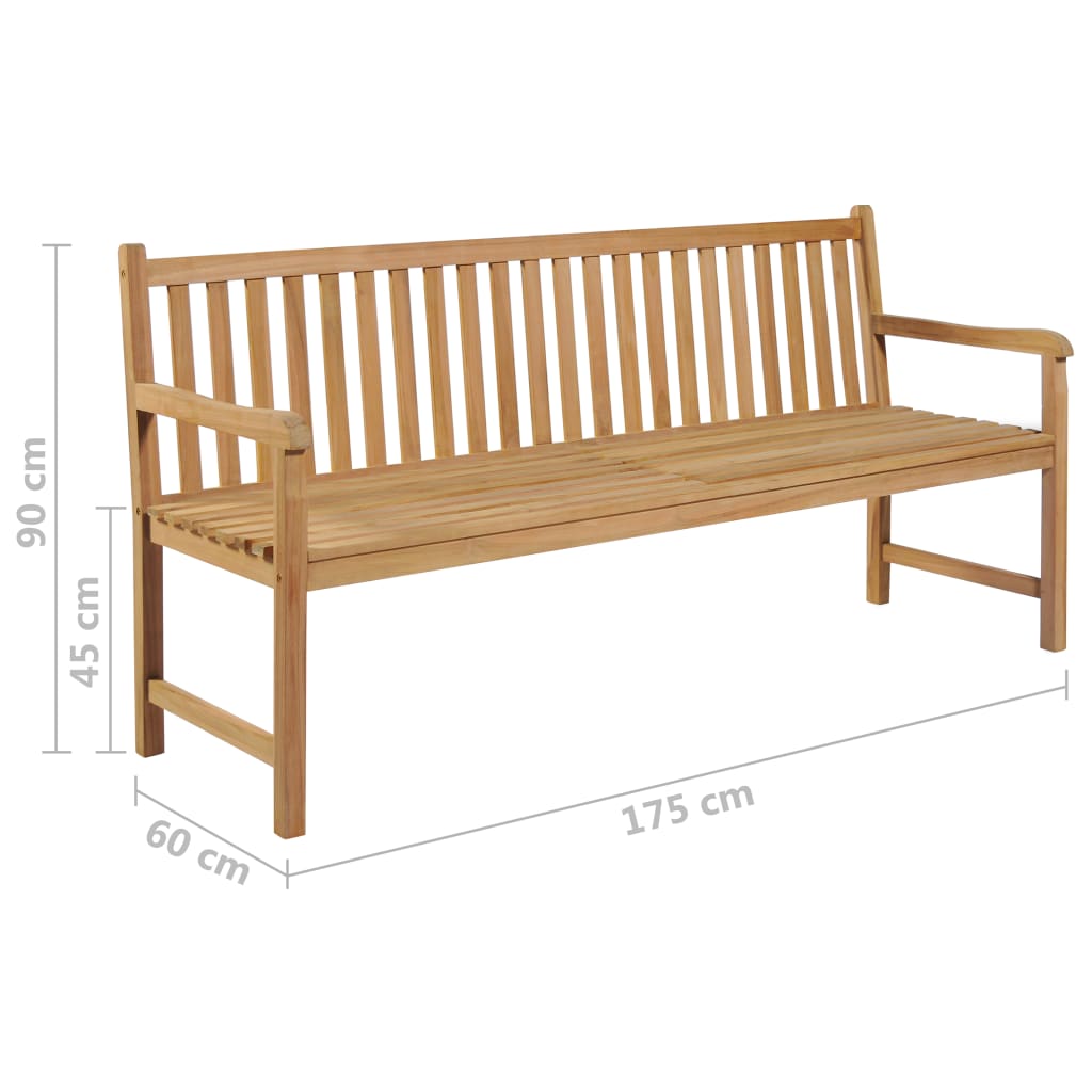 Zahradní lavice s béžovou poduškou 175 cm masivní teak