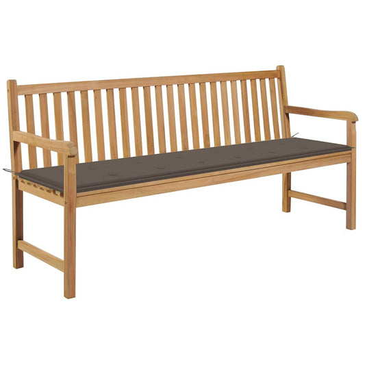 Zahradní lavice s taupe poduškou 175 cm masivní teak