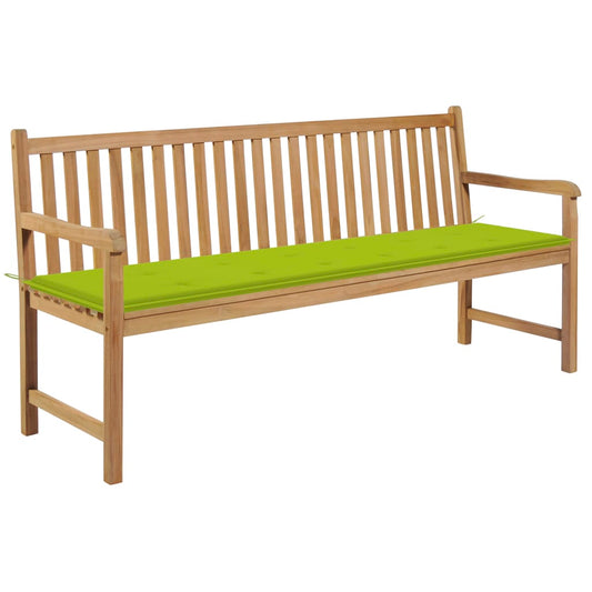Zahradní lavice s jasně zelenou poduškou 175 cm masivní teak
