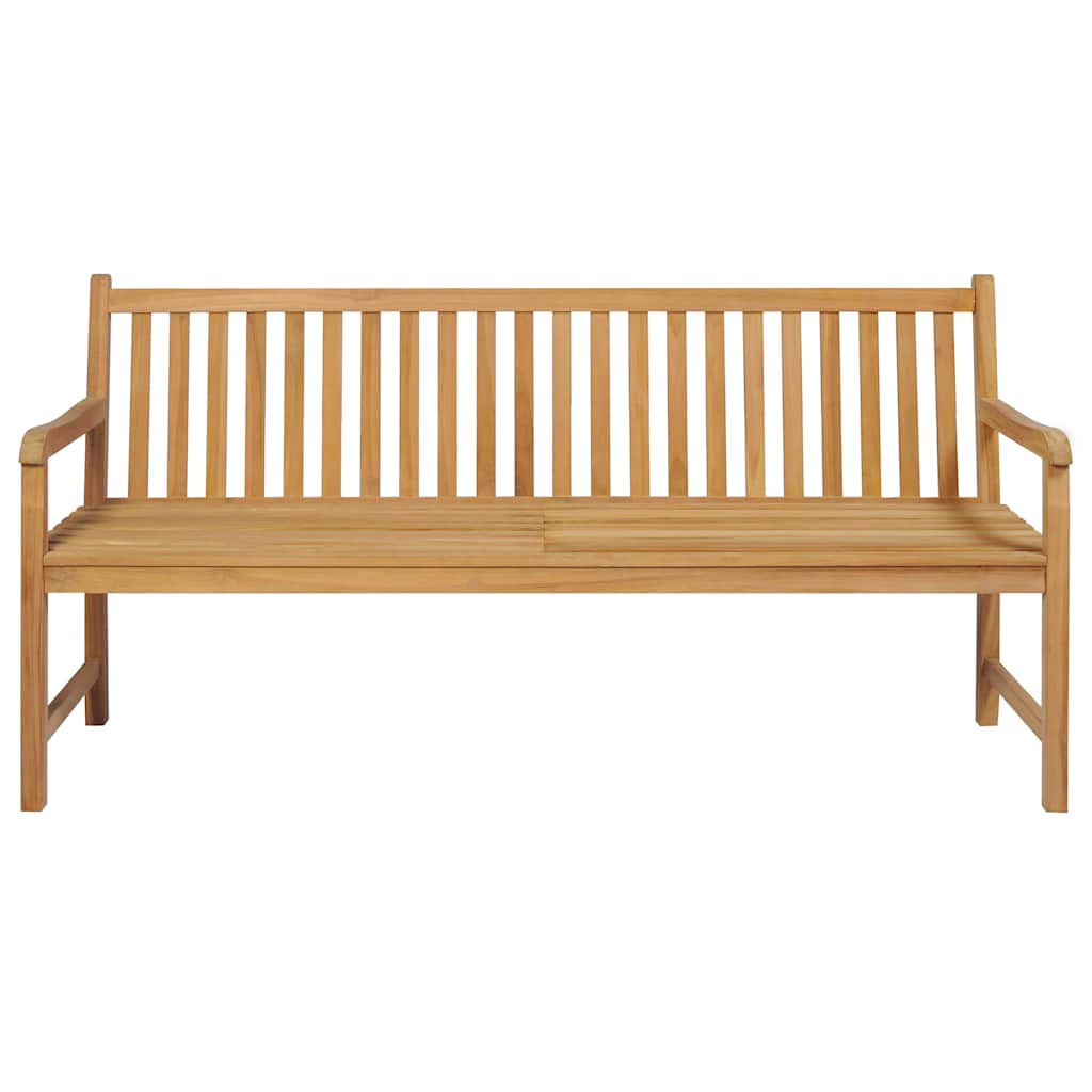 Zahradní lavice šedá károvaná poduška 175 cm masivní teak