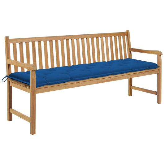 Zahradní lavice s modrou poduškou 175 cm masivní teak