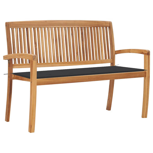 Stohovatelná zahradní lavice s poduškou 128,5 cm masivní teak