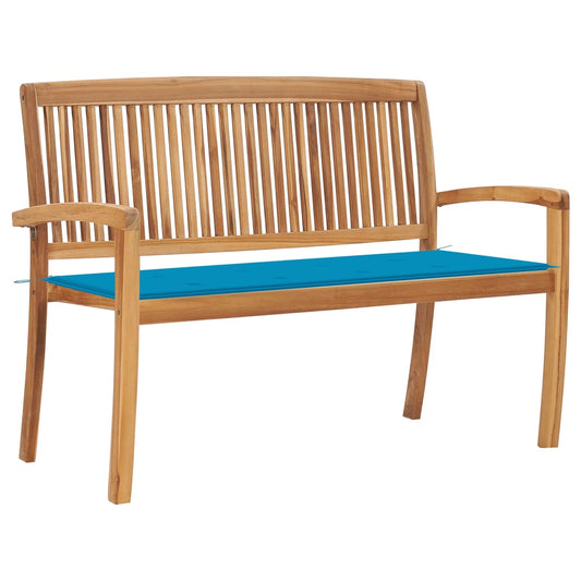 Stohovatelná zahradní lavice s poduškou 128,5 cm masivní teak