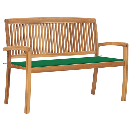 Stohovatelná zahradní lavice s poduškou 128,5 cm masivní teak