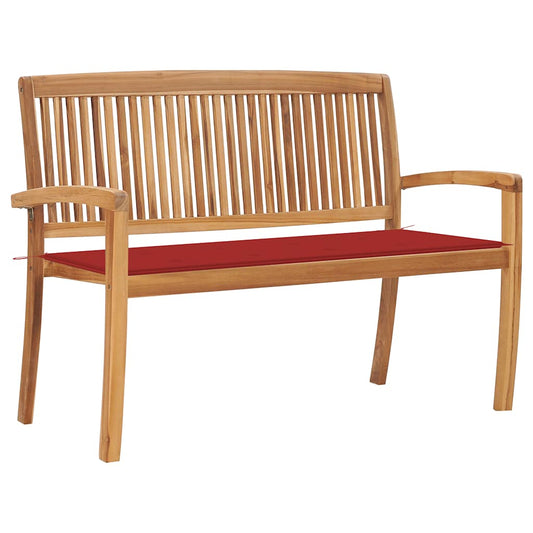 Stohovatelná zahradní lavice s poduškou 128,5 cm masivní teak