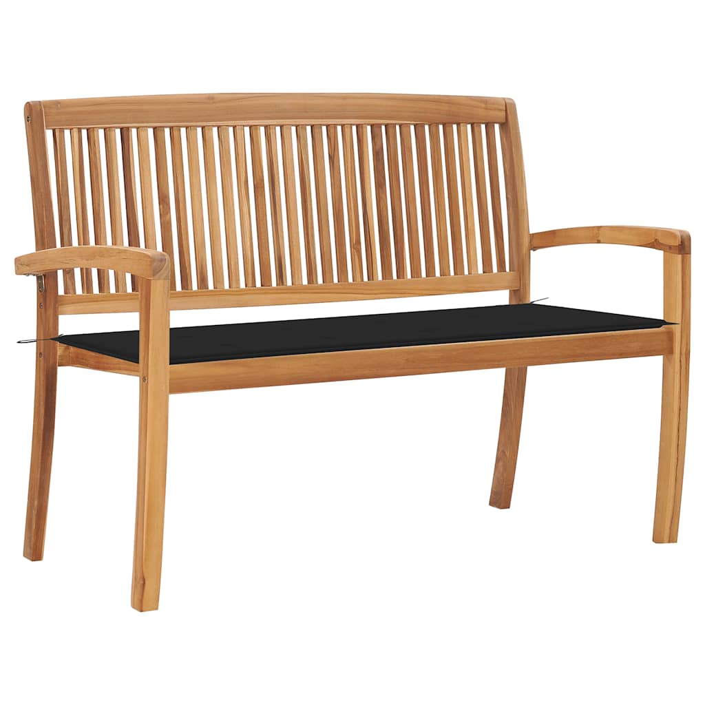 Stohovatelná zahradní lavice s poduškou 128,5 cm masivní teak