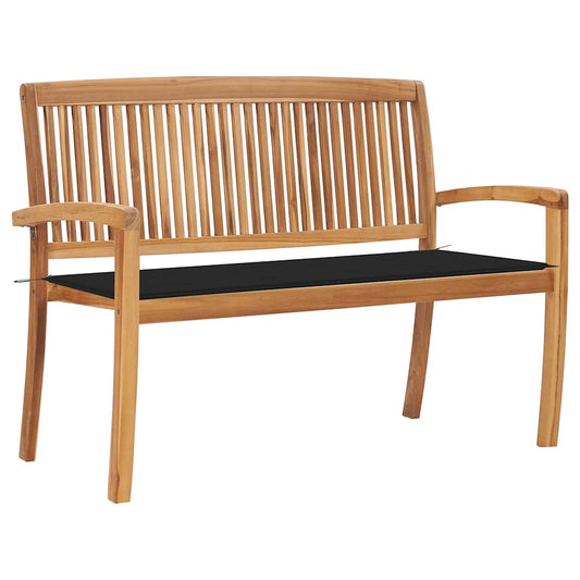 Stohovatelná zahradní lavice s poduškou 128,5 cm masivní teak