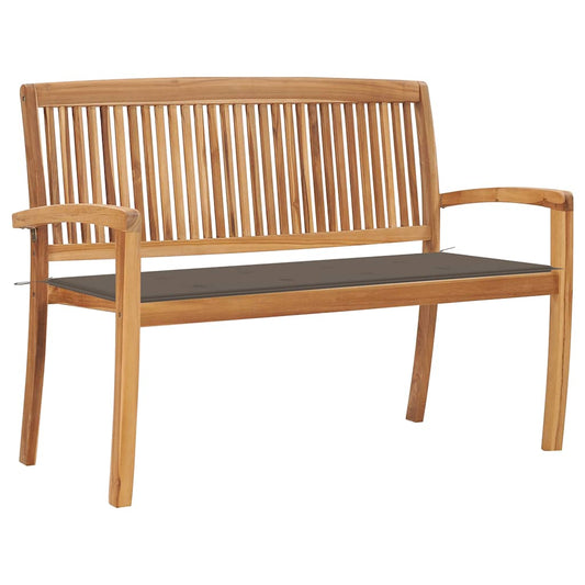 Stohovatelná zahradní lavice s poduškou 128,5 cm masivní teak