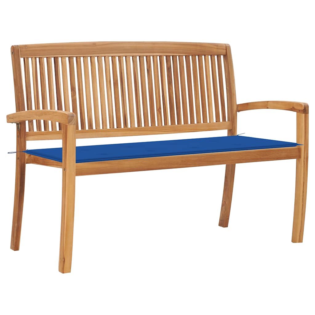 Stohovatelná zahradní lavice s poduškou 128,5 cm masivní teak