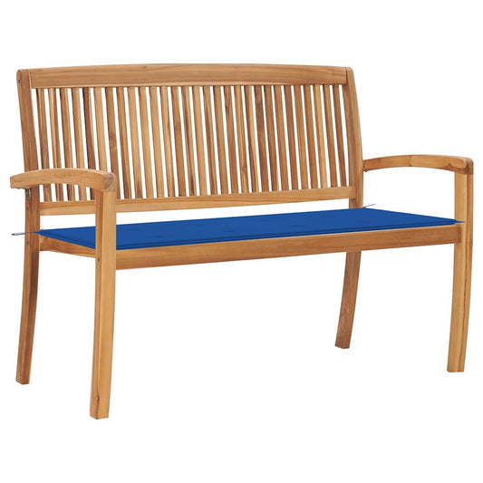 Stohovatelná zahradní lavice s poduškou 128,5 cm masivní teak