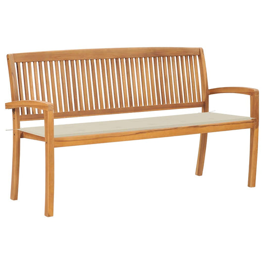 Stohovatelná zahradní lavice s poduškou 159 cm masivní teak