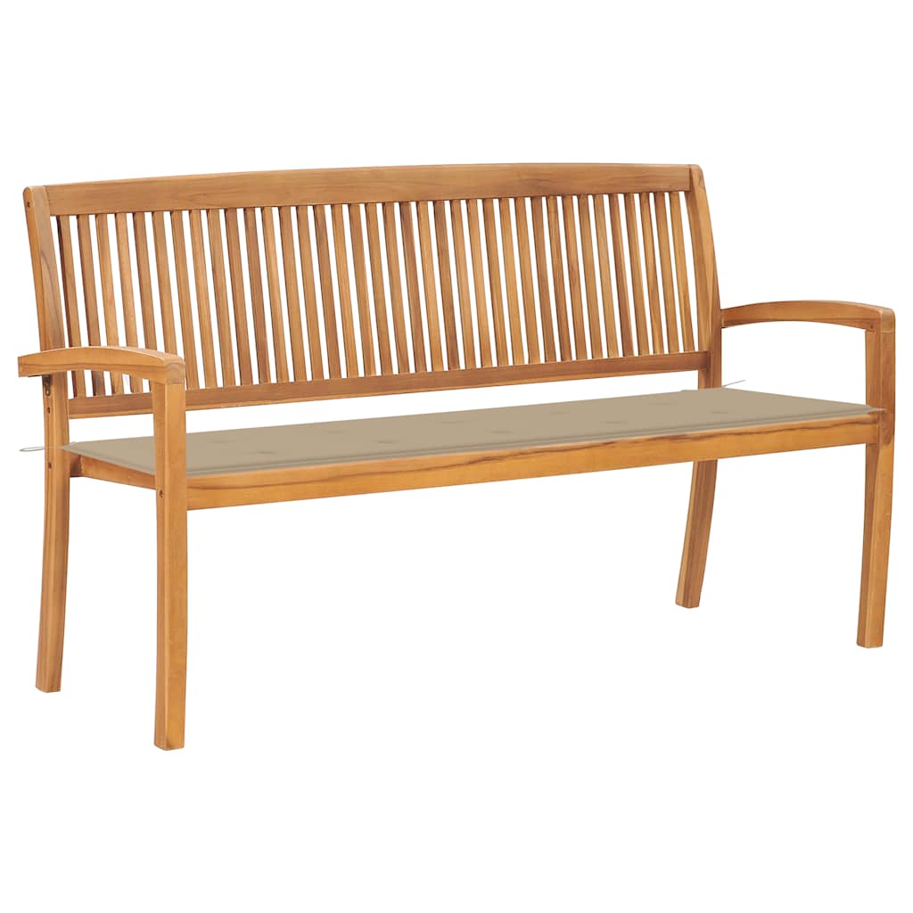 Stohovatelná zahradní lavice s poduškou 159 cm masivní teak
