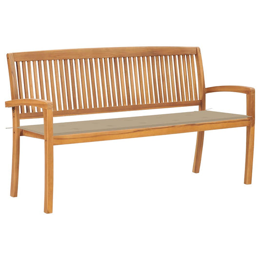 Stohovatelná zahradní lavice s poduškou 159 cm masivní teak