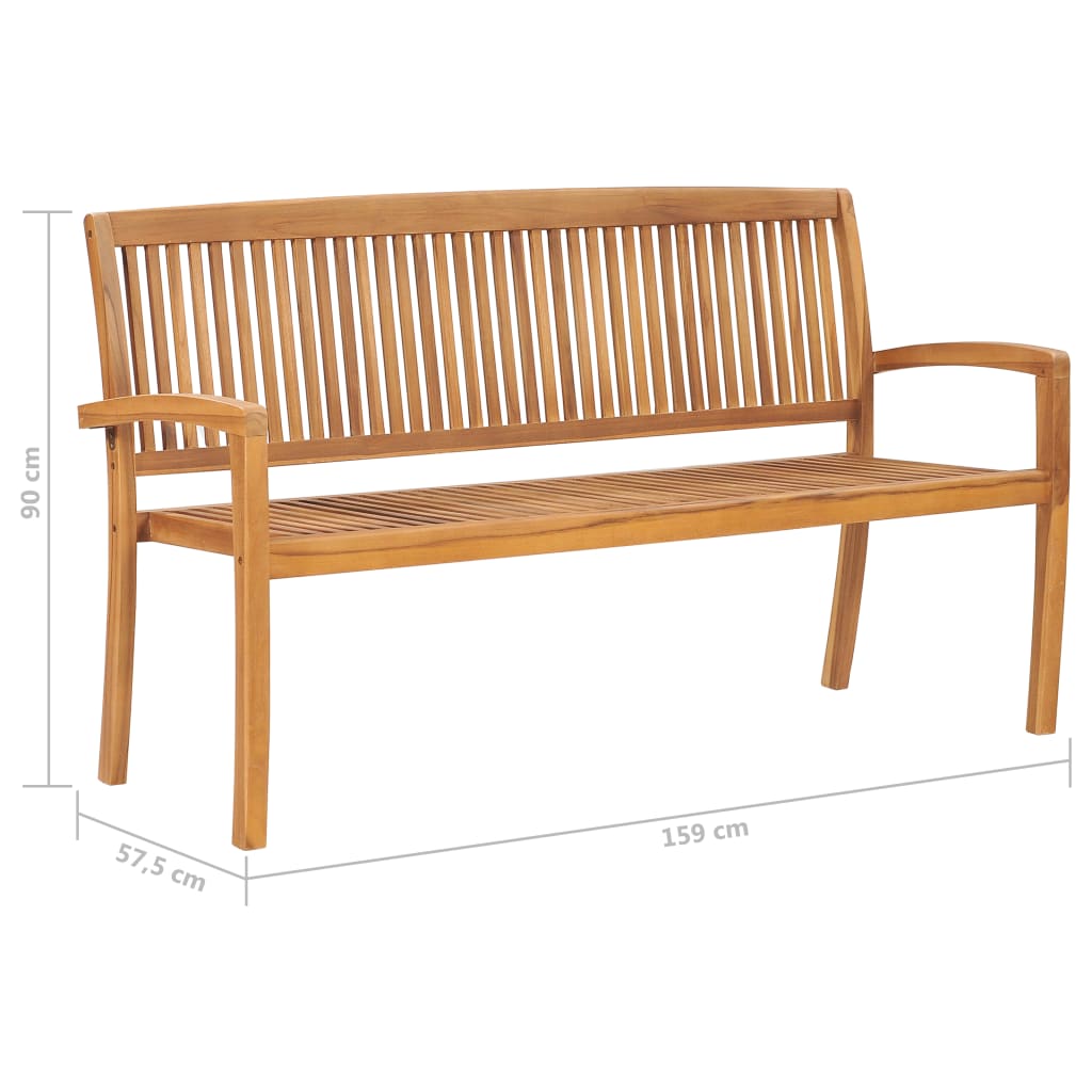 Stohovatelná zahradní lavice s poduškou 159 cm masivní teak