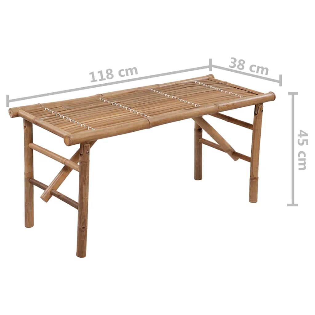 Skládací zahradní lavice s poduškou 118 cm bambus