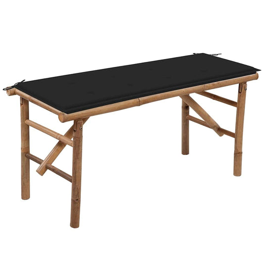 Skládací zahradní lavice s poduškou 118 cm bambus