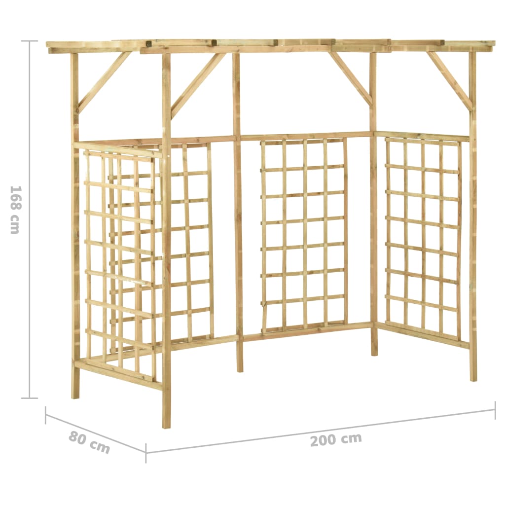 Zahradní pergola pro tři popelnice impregnované borové dřevo