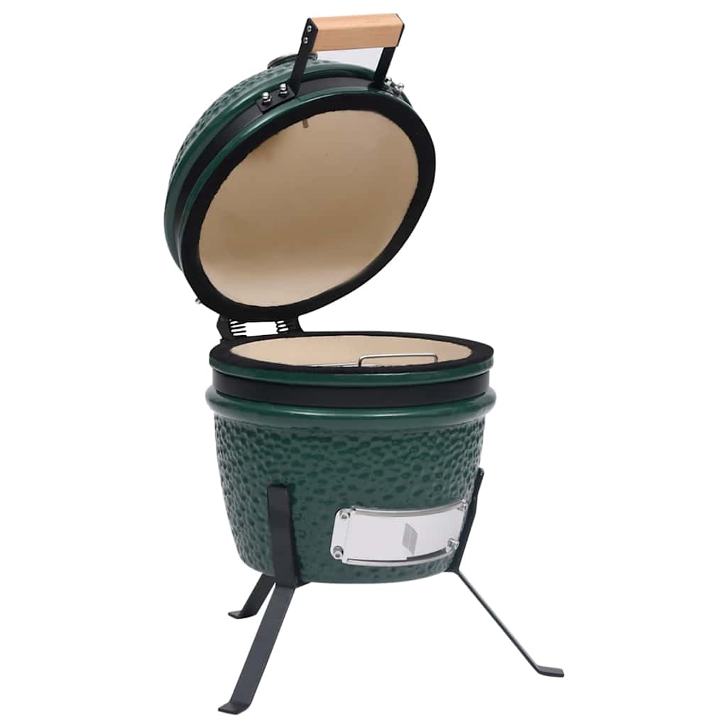Zahradní gril a udírna 2 v 1 Kamado keramický 56 cm zelený