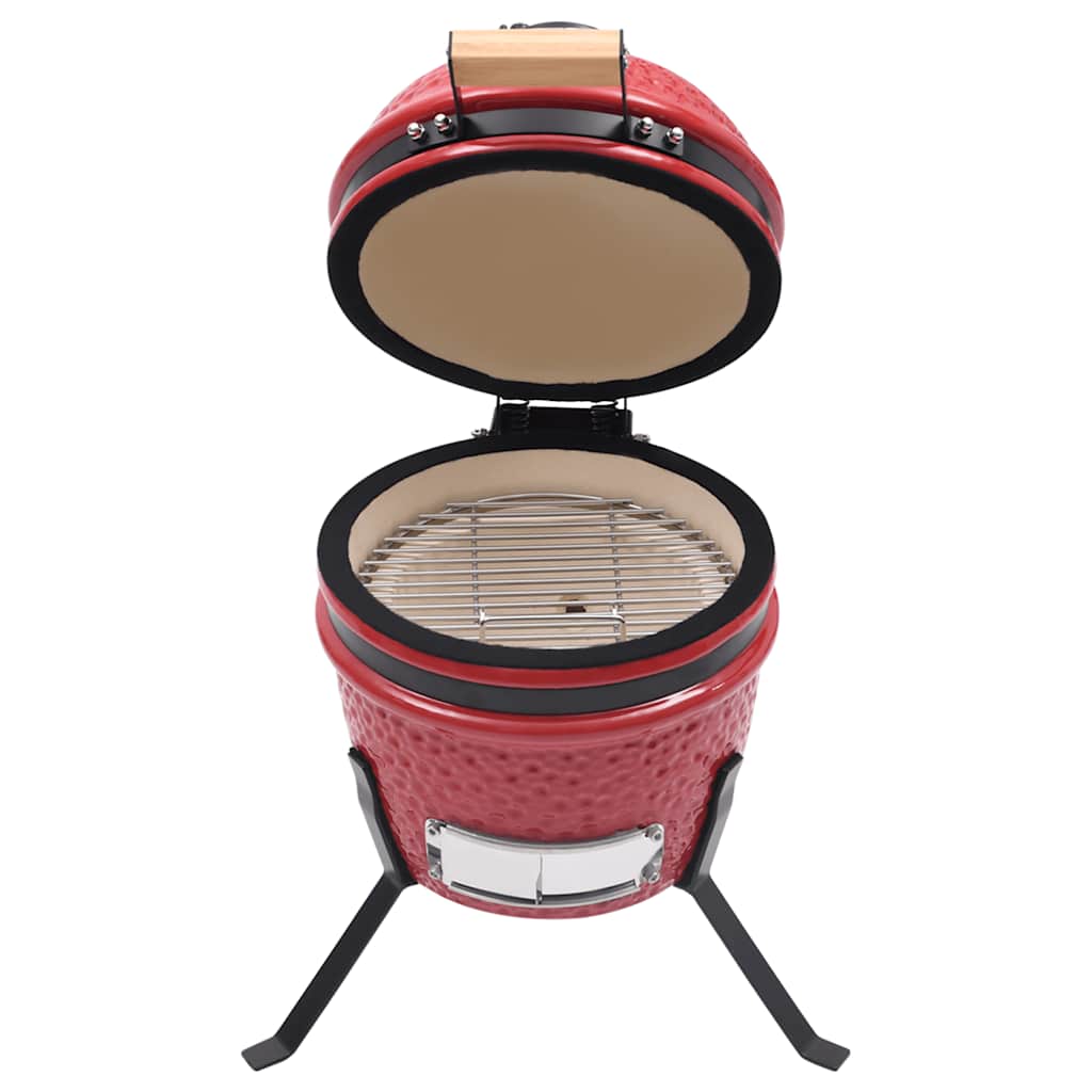 Zahradní gril a udírna 2 v 1 Kamado keramický 56 cm červený