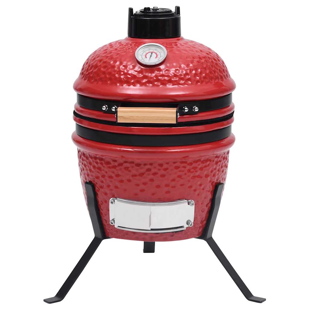 Zahradní gril a udírna 2 v 1 Kamado keramický 56 cm červený
