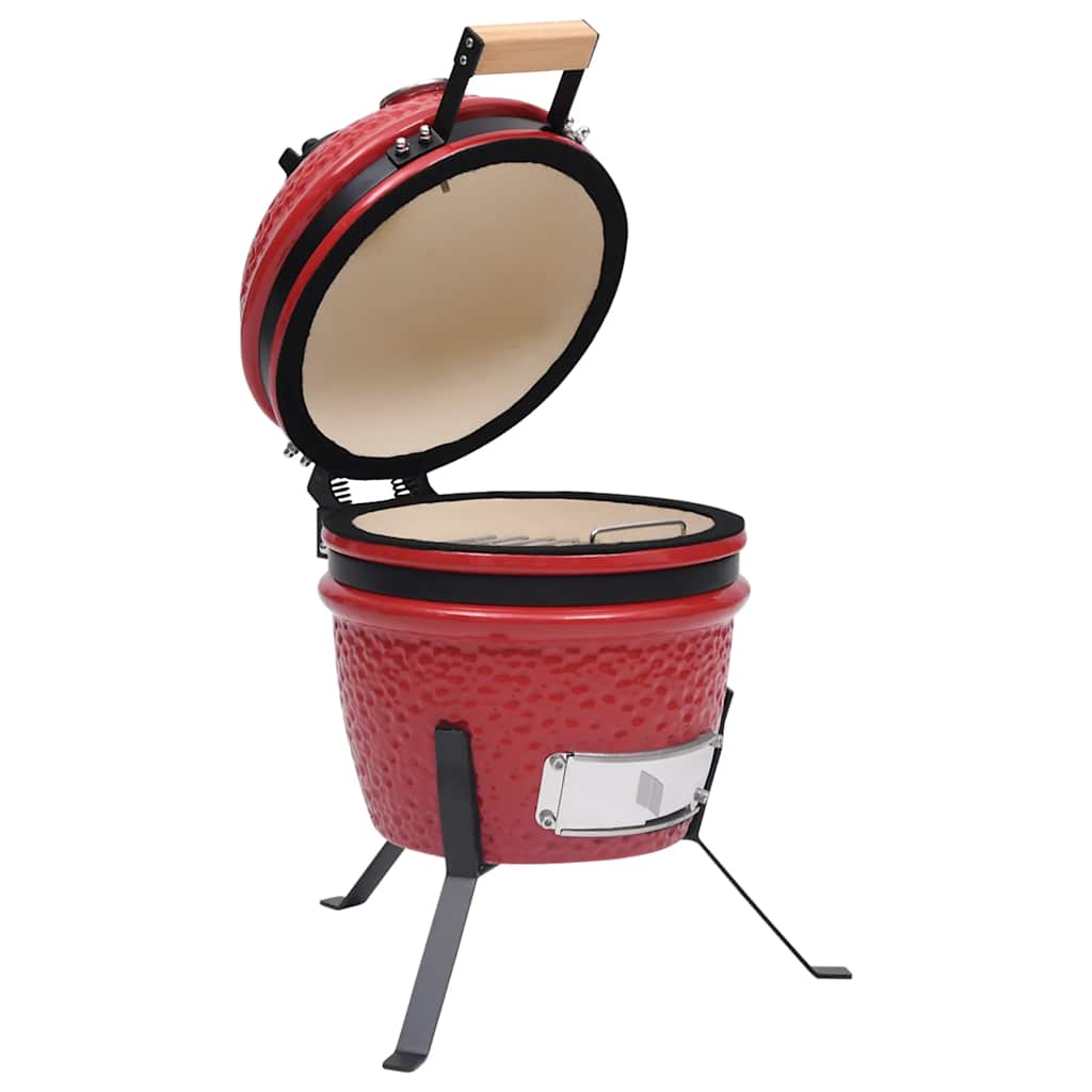 Zahradní gril a udírna 2 v 1 Kamado keramický 56 cm červený