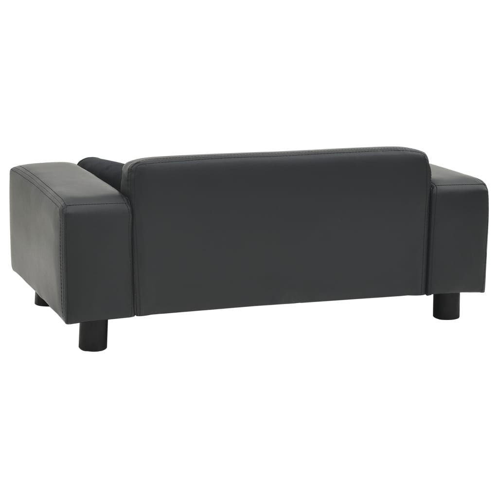 Pohovka pro psy tmavě šedá 81 x 43 x 31 cm plyš a umělá kůže