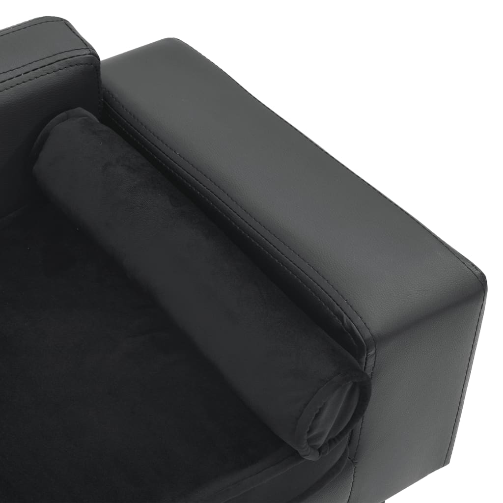 Pohovka pro psy tmavě šedá 81 x 43 x 31 cm plyš a umělá kůže
