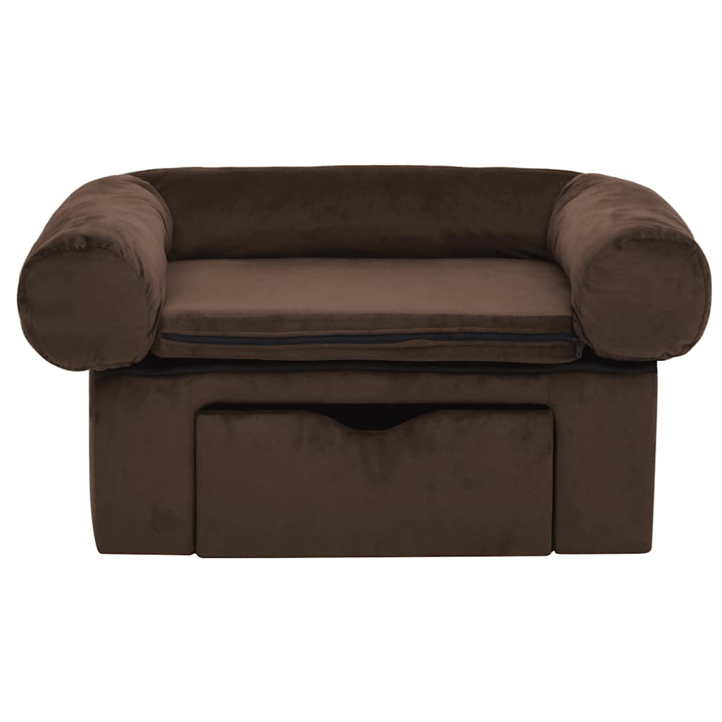 Pohovka pro psy se zásuvkou hnědá 75 x 50 x 38 cm plyš