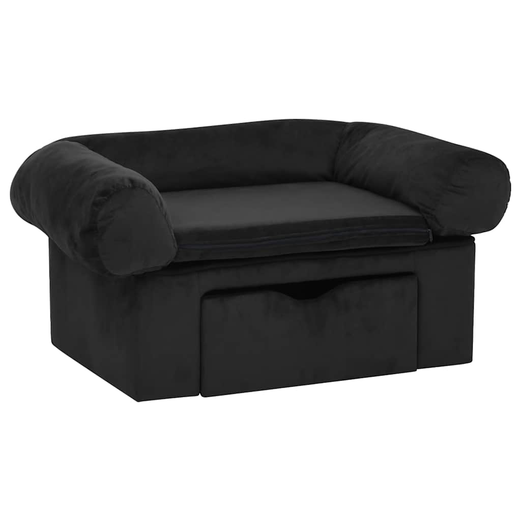 Pohovka pro psy se zásuvkou černá 75 x 50 x 38 cm plyš