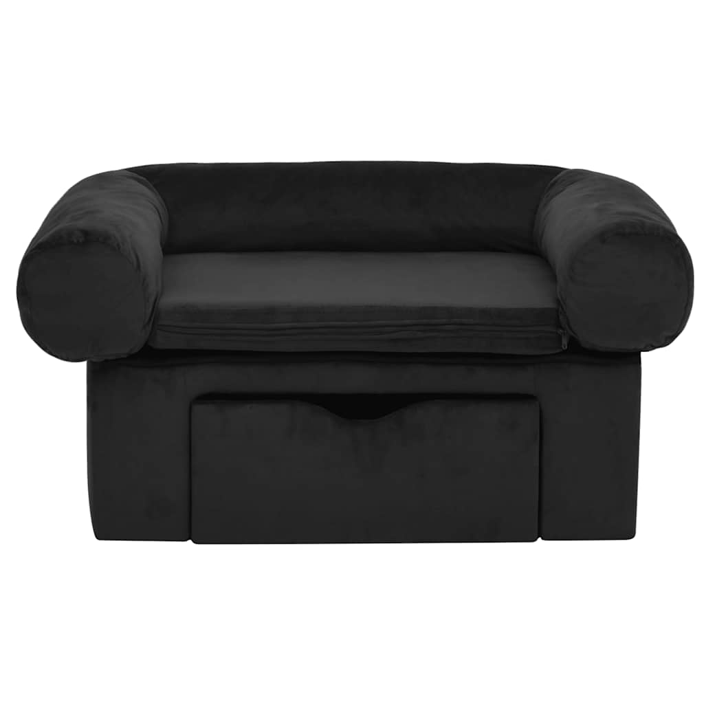 Pohovka pro psy se zásuvkou černá 75 x 50 x 38 cm plyš
