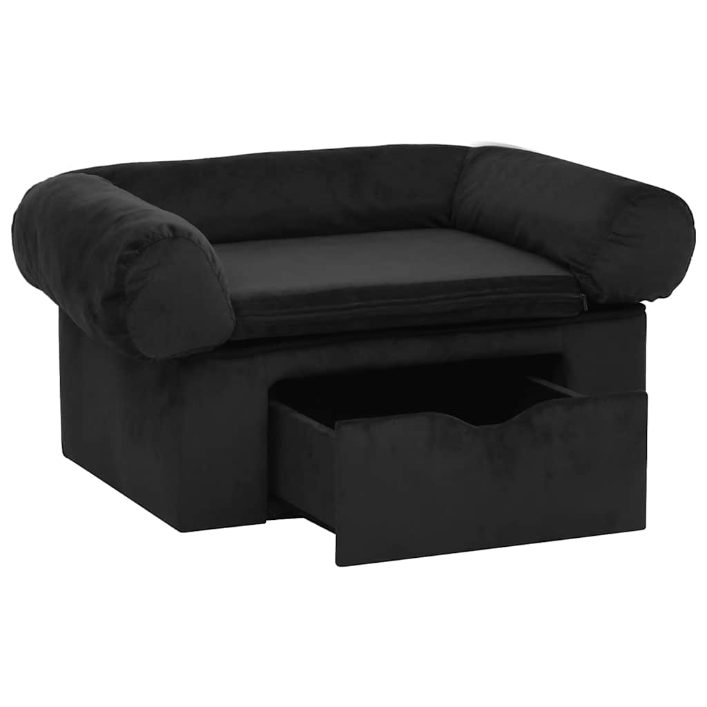 Pohovka pro psy se zásuvkou černá 75 x 50 x 38 cm plyš