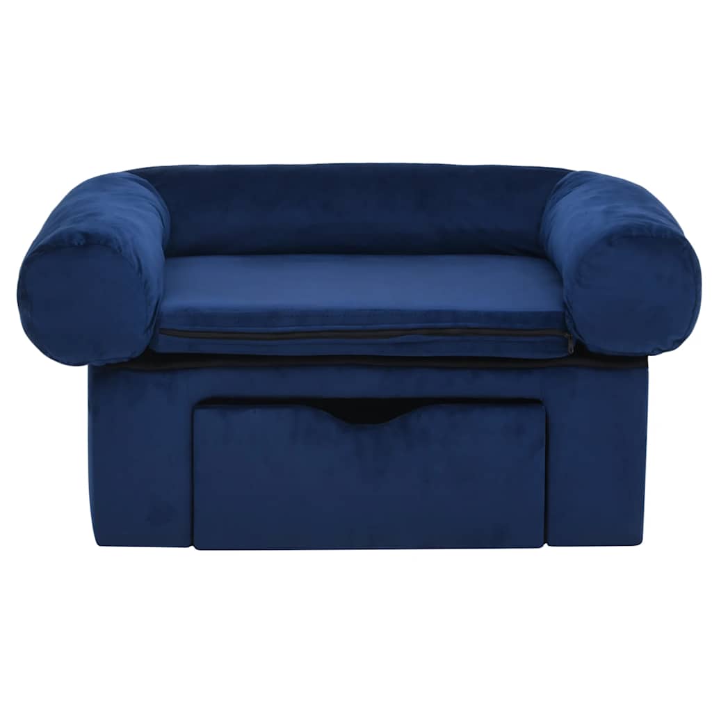 Pohovka pro psy se zásuvkou modrá 75 x 50 x 38 cm plyš