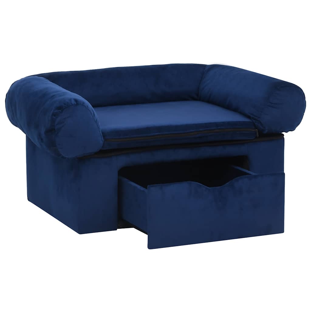 Pohovka pro psy se zásuvkou modrá 75 x 50 x 38 cm plyš